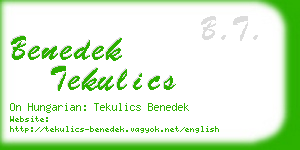 benedek tekulics business card